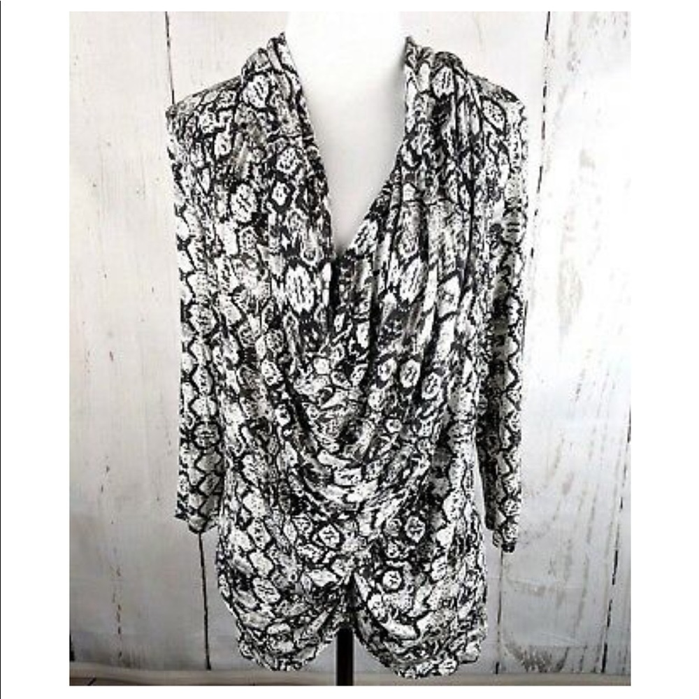 Jennifer Lopez Snakeskin Cowlneck Blouse